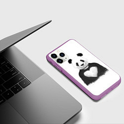 Чехол iPhone 11 Pro матовый Love panda, цвет: 3D-фиолетовый — фото 2