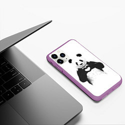 Чехол iPhone 11 Pro матовый Panda love, цвет: 3D-фиолетовый — фото 2