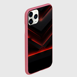 Чехол iPhone 11 Pro матовый Черный абстрактный фон с красным неоновым свечение, цвет: 3D-малиновый — фото 2