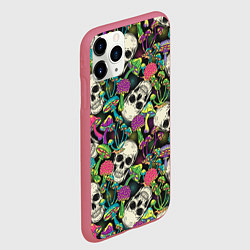 Чехол iPhone 11 Pro матовый Человеческие черепа с грибами, цвет: 3D-малиновый — фото 2