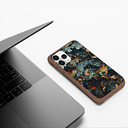 Чехол iPhone 11 Pro матовый Реалистичный камуфляж из сухих листьев, цвет: 3D-коричневый — фото 2