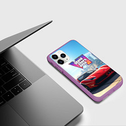 Чехол iPhone 11 Pro матовый GTA 6 logo auto, цвет: 3D-фиолетовый — фото 2