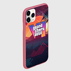 Чехол iPhone 11 Pro матовый GTA 6 logo абстрактный фон, цвет: 3D-малиновый — фото 2