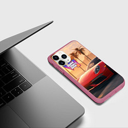 Чехол iPhone 11 Pro матовый GTA 6 logo auto style, цвет: 3D-малиновый — фото 2