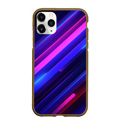 Чехол iPhone 11 Pro матовый Неоновые яркие абстрактные полосы, цвет: 3D-коричневый