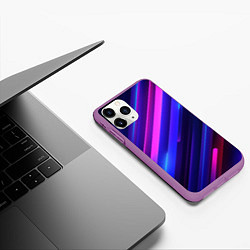 Чехол iPhone 11 Pro матовый Неоновые яркие абстрактные полосы, цвет: 3D-фиолетовый — фото 2
