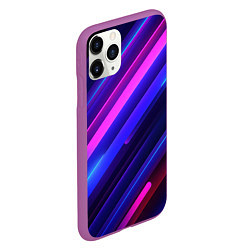 Чехол iPhone 11 Pro матовый Неоновые яркие абстрактные полосы, цвет: 3D-фиолетовый — фото 2