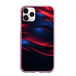 Чехол iPhone 11 Pro матовый Красно-синие полосы, цвет: 3D-розовый