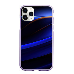 Чехол iPhone 11 Pro матовый Синее свечение на абстрактном фоне, цвет: 3D-светло-сиреневый