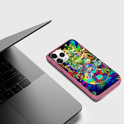 Чехол iPhone 11 Pro матовый Знаковые пузырьки, цвет: 3D-малиновый — фото 2