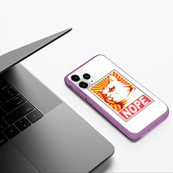 Чехол iPhone 11 Pro матовый Nope - cat, цвет: 3D-фиолетовый — фото 2