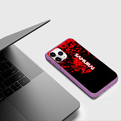 Чехол iPhone 11 Pro матовый Cyberpunk samurai красные краски, цвет: 3D-фиолетовый — фото 2