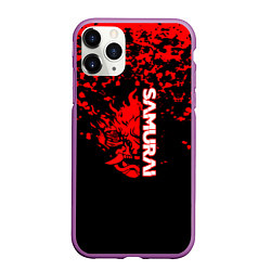 Чехол iPhone 11 Pro матовый Cyberpunk samurai красные краски, цвет: 3D-фиолетовый