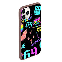 Чехол iPhone 11 Pro матовый 6ix9ine logo rap bend, цвет: 3D-коричневый — фото 2