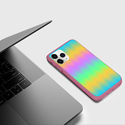 Чехол iPhone 11 Pro матовый Мягкие неоновые зигзаги, цвет: 3D-малиновый — фото 2