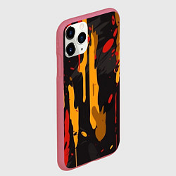 Чехол iPhone 11 Pro матовый Красные желтые оранжевые пятна краски абстракция, цвет: 3D-малиновый — фото 2