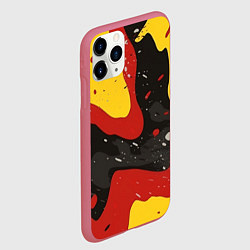 Чехол iPhone 11 Pro матовый Красные желтые оранжевые пятна краски абстракция, цвет: 3D-малиновый — фото 2