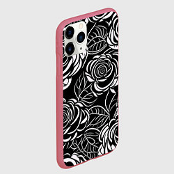 Чехол iPhone 11 Pro матовый Цветочные паттерны, цвет: 3D-малиновый — фото 2