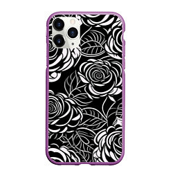 Чехол iPhone 11 Pro матовый Цветочные паттерны, цвет: 3D-фиолетовый
