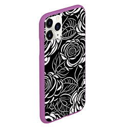 Чехол iPhone 11 Pro матовый Цветочные паттерны, цвет: 3D-фиолетовый — фото 2