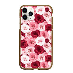 Чехол iPhone 11 Pro матовый Красные и розовые розы