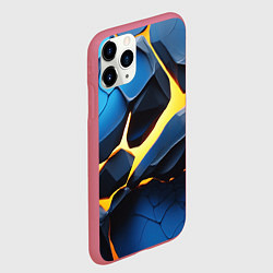 Чехол iPhone 11 Pro матовый Желтая лава на синих плитах, цвет: 3D-малиновый — фото 2