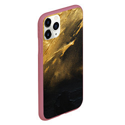 Чехол iPhone 11 Pro матовый Золотое напыление на черном, цвет: 3D-малиновый — фото 2