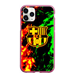 Чехол iPhone 11 Pro матовый Barcelona огненное лого, цвет: 3D-малиновый