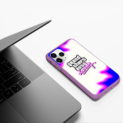 Чехол iPhone 11 Pro матовый GTA неон краски, цвет: 3D-фиолетовый — фото 2