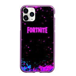 Чехол iPhone 11 Pro матовый Fortnite неоновые брызги красок