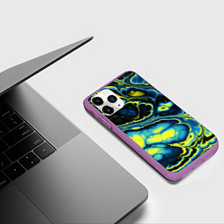 Чехол iPhone 11 Pro матовый Абстрактный узор, цвет: 3D-фиолетовый — фото 2