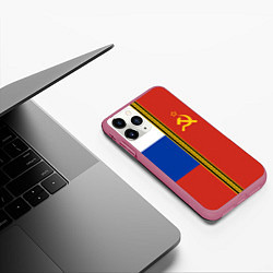 Чехол iPhone 11 Pro матовый Россия и СССР, цвет: 3D-малиновый — фото 2