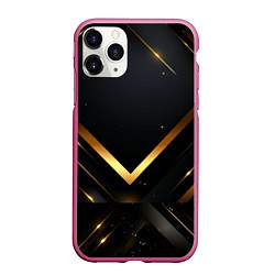 Чехол iPhone 11 Pro матовый Gold luxury black abstract, цвет: 3D-малиновый