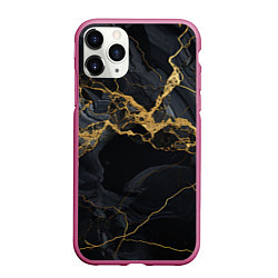 Чехол iPhone 11 Pro матовый Золотой путь на черном граните, цвет: 3D-малиновый
