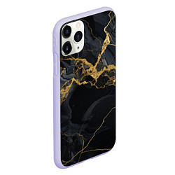 Чехол iPhone 11 Pro матовый Золотой путь на черном граните, цвет: 3D-светло-сиреневый — фото 2