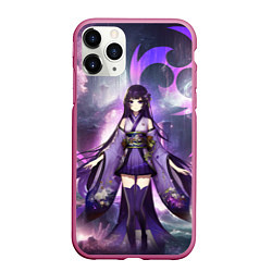 Чехол iPhone 11 Pro матовый Genshin Impact - character Raiden, цвет: 3D-малиновый