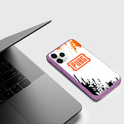 Чехол iPhone 11 Pro матовый PUBG краски гранж, цвет: 3D-фиолетовый — фото 2
