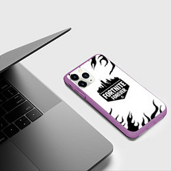 Чехол iPhone 11 Pro матовый Epic games fortnite fire, цвет: 3D-фиолетовый — фото 2