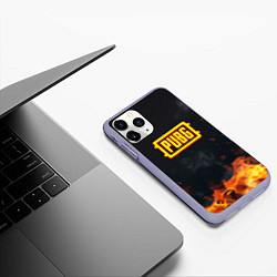 Чехол iPhone 11 Pro матовый Pubg fire abstraction, цвет: 3D-светло-сиреневый — фото 2