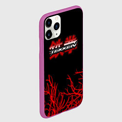 Чехол iPhone 11 Pro матовый Tekken файтинг текстура сакура, цвет: 3D-фиолетовый — фото 2