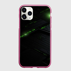 Чехол iPhone 11 Pro матовый Металл и зеленый свет, цвет: 3D-малиновый
