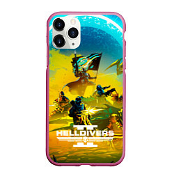 Чехол iPhone 11 Pro матовый Helldivers 2: Battle, цвет: 3D-малиновый