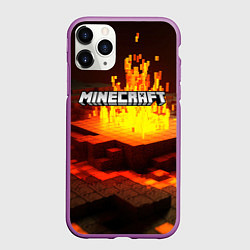 Чехол iPhone 11 Pro матовый Огненный minecraft