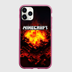 Чехол iPhone 11 Pro матовый Minecraft огненные кубики