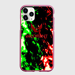 Чехол iPhone 11 Pro матовый Valorant flame fire, цвет: 3D-малиновый