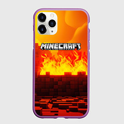 Чехол iPhone 11 Pro матовый Minecraft огненная стена