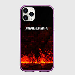 Чехол iPhone 11 Pro матовый Minecraft fire logo, цвет: 3D-фиолетовый