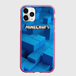 Чехол iPhone 11 Pro матовый Minecraft синие плиты, цвет: 3D-малиновый