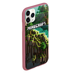 Чехол iPhone 11 Pro матовый Minecraft logo летняя карта, цвет: 3D-малиновый — фото 2