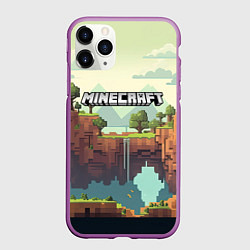 Чехол iPhone 11 Pro матовый Minecraft logo квадратный мир